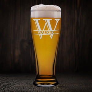 Personalized Initial Monogram with Name Etched 16oz Beer Pilsner Glass