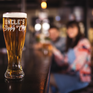 Uncle's Sippy Cup Etched on 16 oz Glass Pilsner