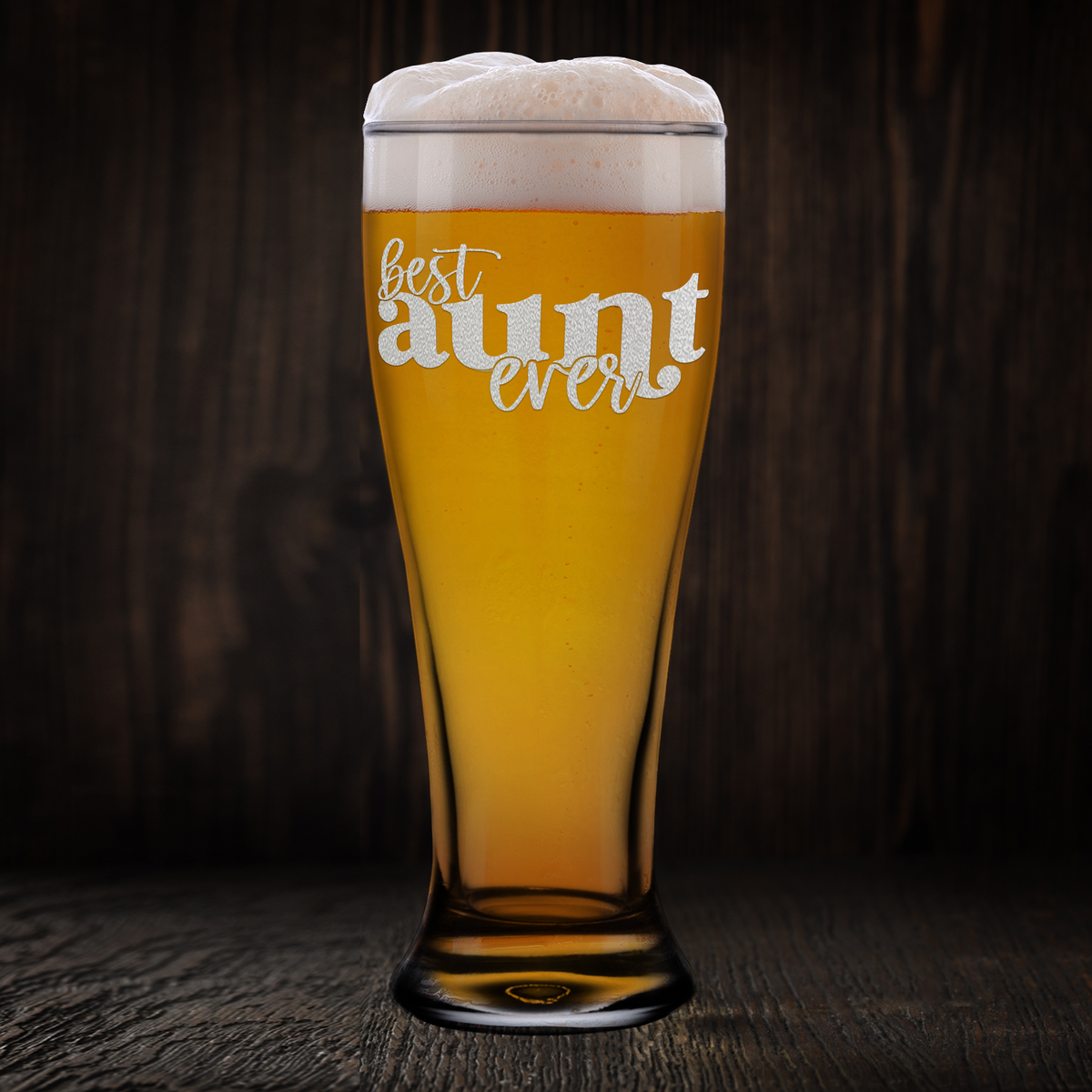 Best Aunt Ever Etched on 16 oz Glass Pilsner
