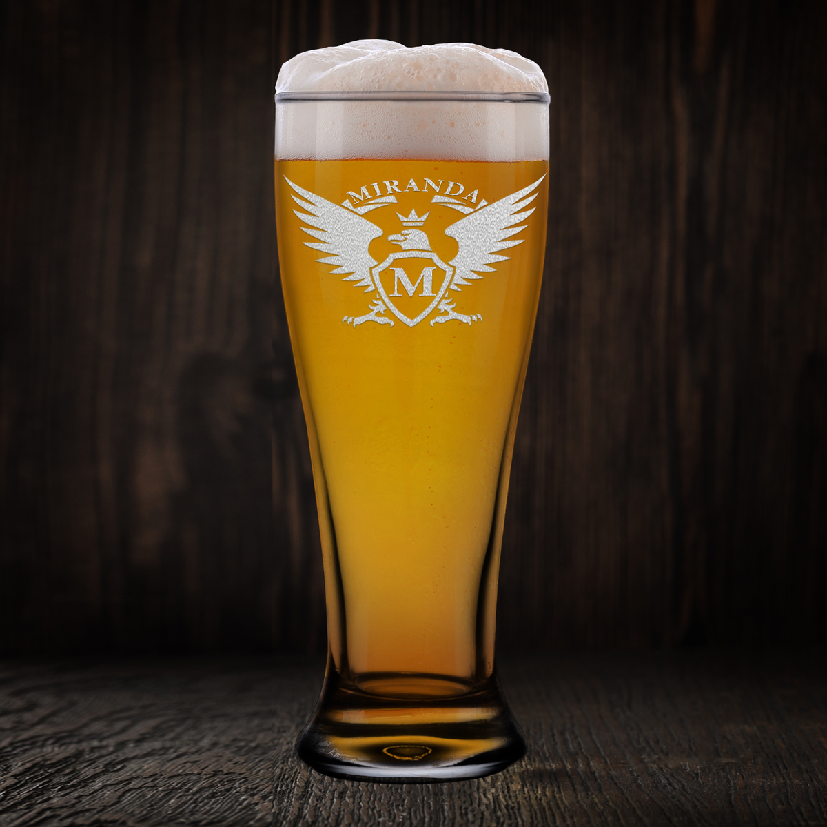 Personalized Eagle Etched 16oz Beer Pilsner Glass