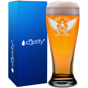 Personalized Eagle Etched 16oz Beer Pilsner Glass