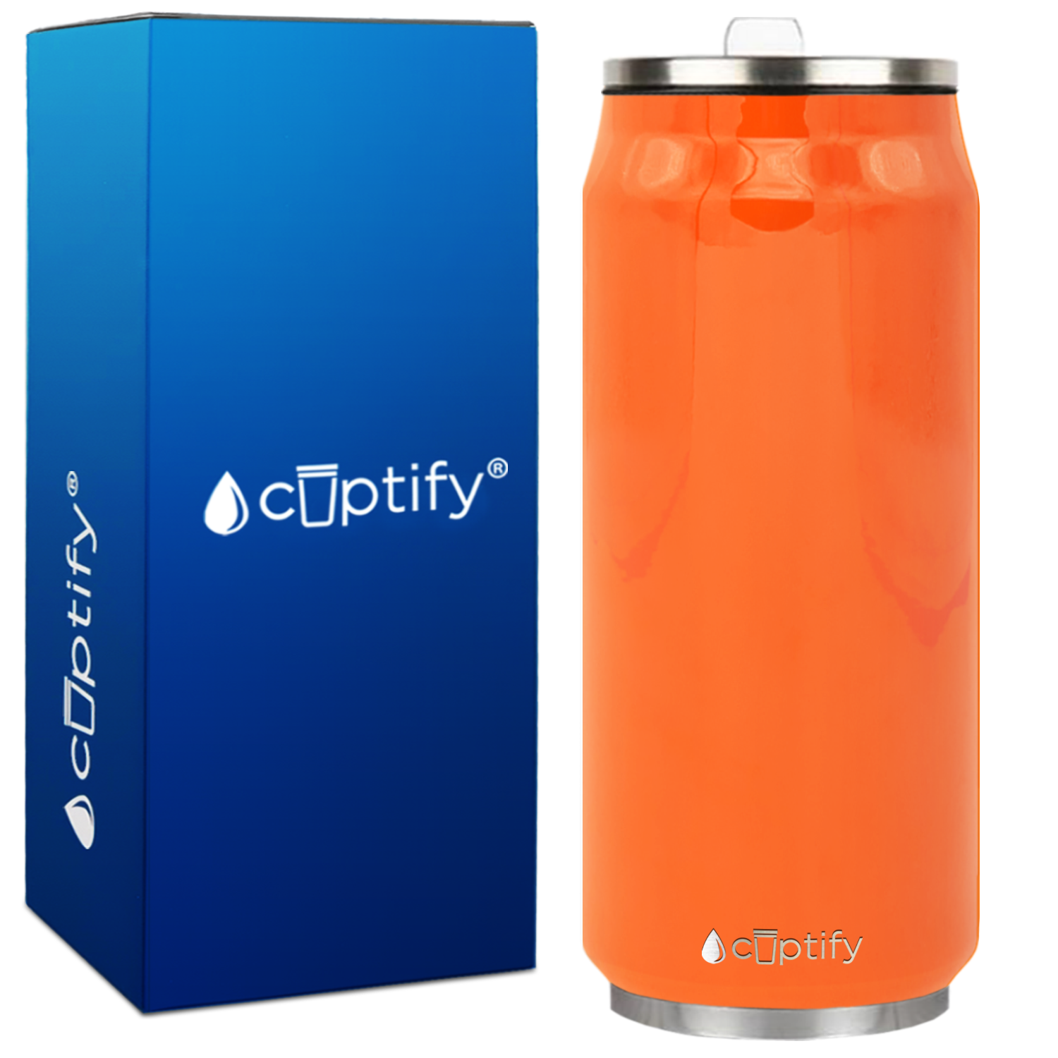 Orange Bright Gloss 16oz Cola Can Bottle