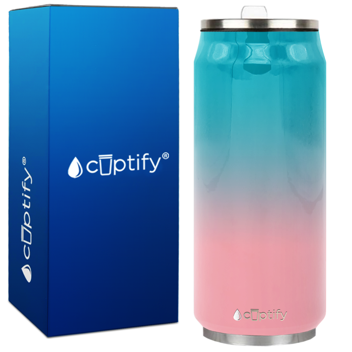 Cotton Candy Ombre 16oz Cola Can Bottle