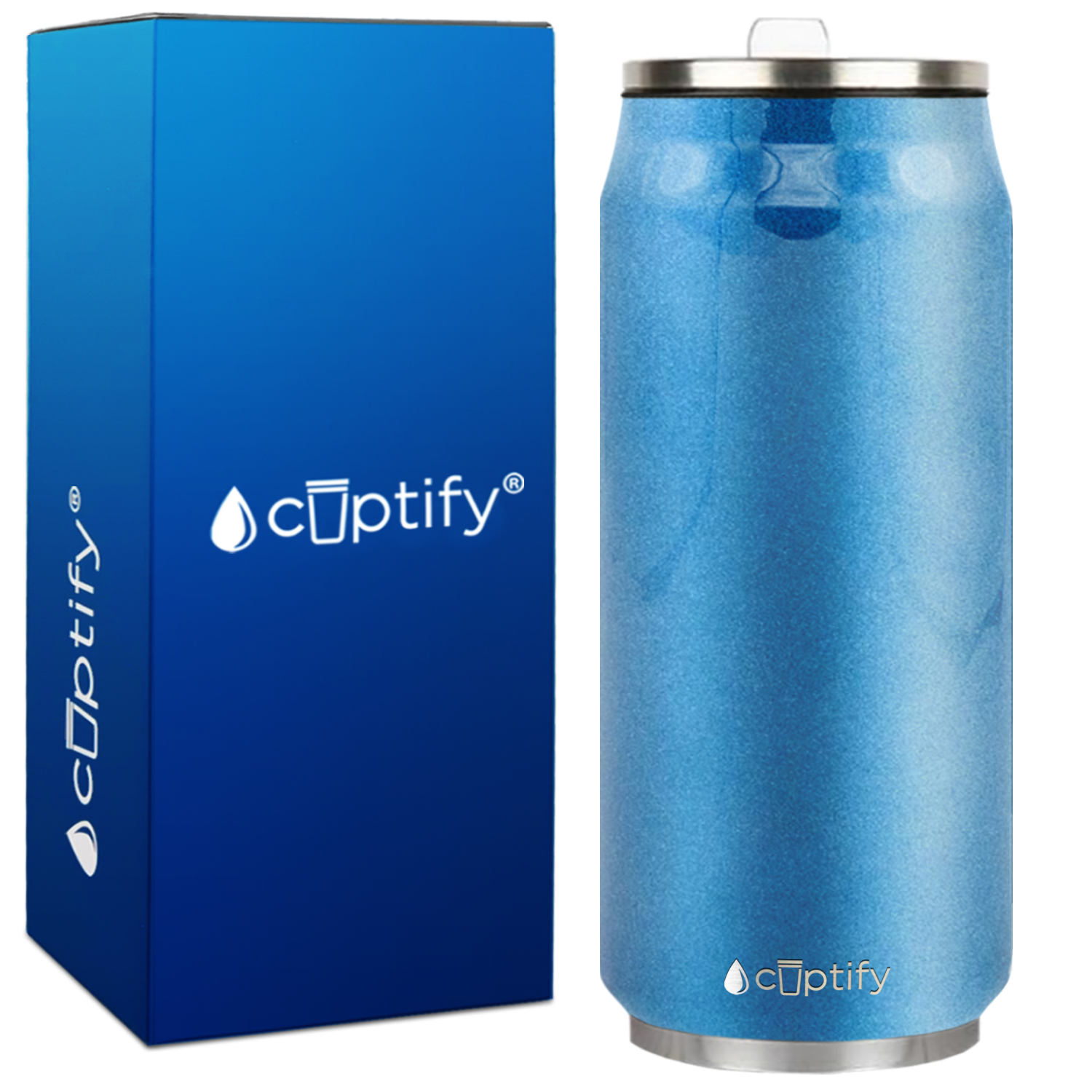 Baby Blue Glitter 16oz Cola Can Bottle