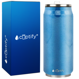 Baby Blue Glitter 16oz Cola Can Bottle