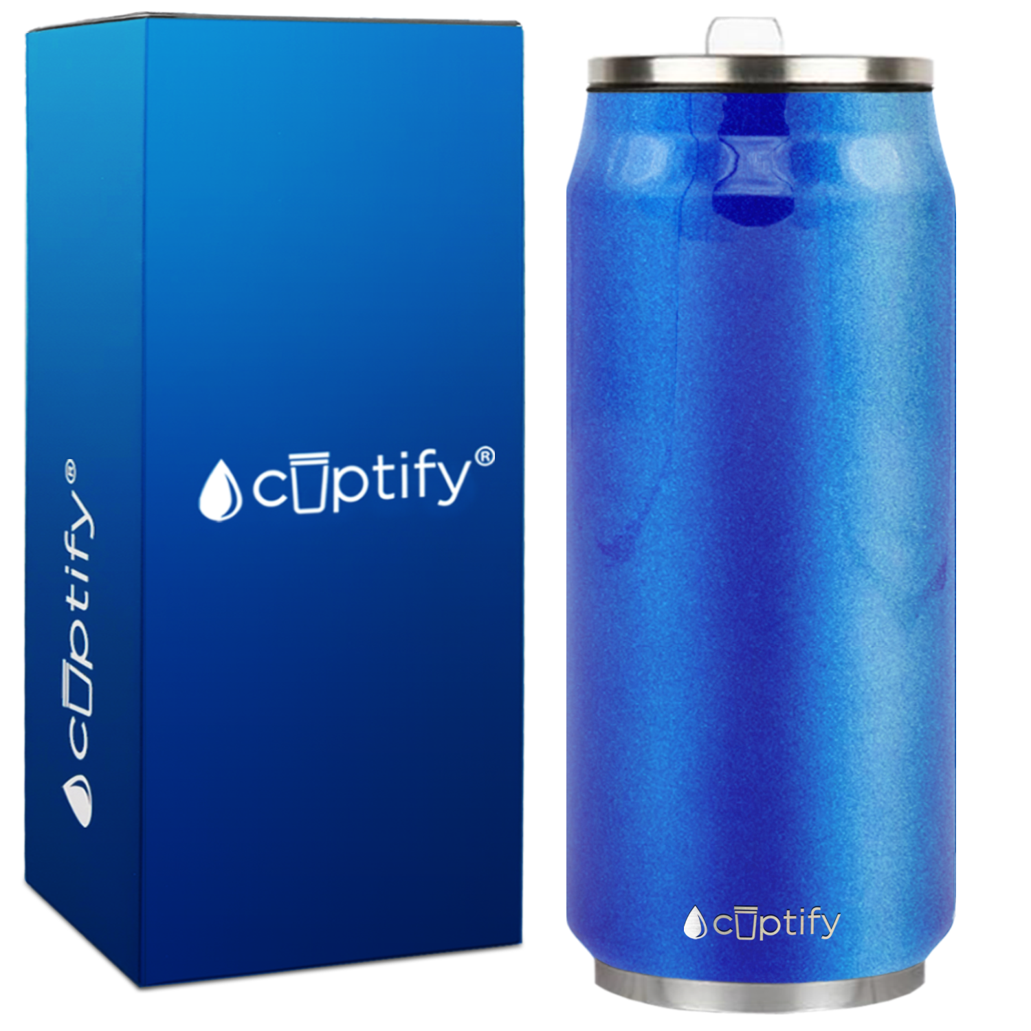 Blue Glitter 16oz Cola Can Bottle