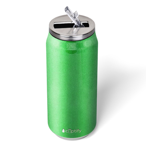 Green Glitter 16oz Cola Can Bottle
