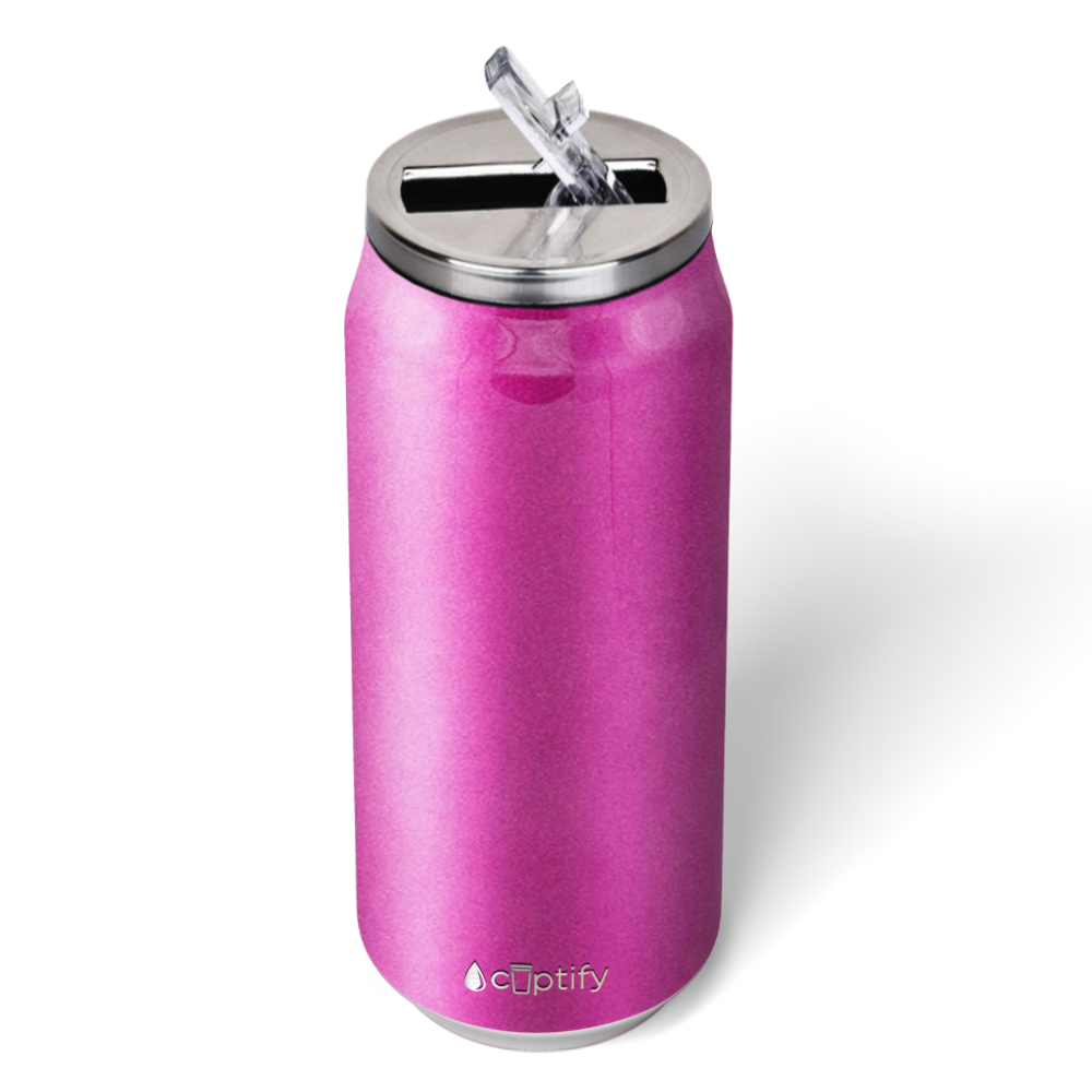 Hot Pink Glitter 16oz Cola Can Bottle