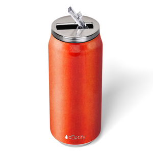 Orange Glitter 16oz Cola Can Bottle