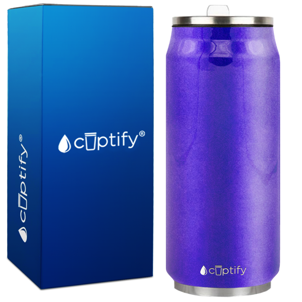 Purple Glitter 16oz Cola Can Bottle