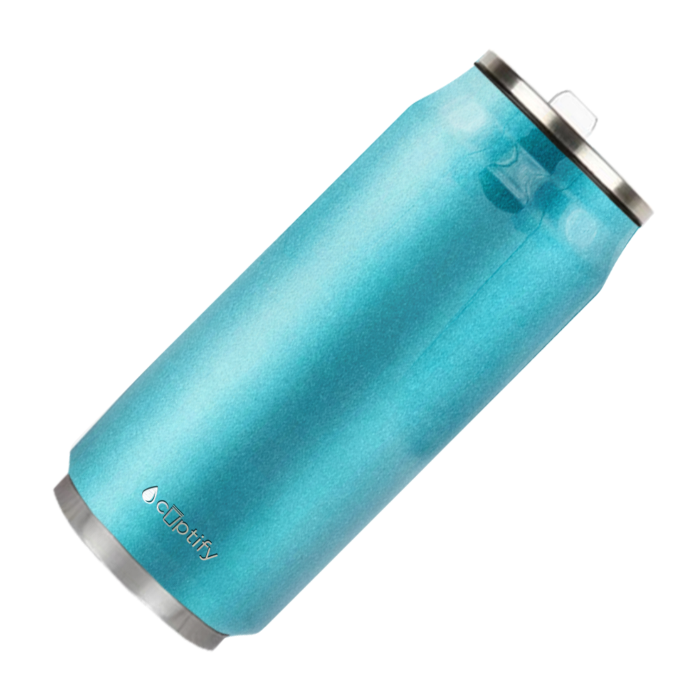 Seafoam Glitter 16oz Cola Can Bottle