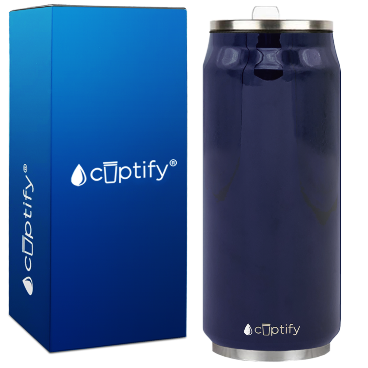 Navy Blue Gloss 16oz Cola Can Bottle