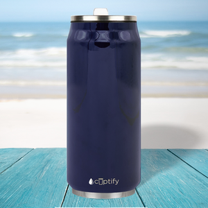 Navy Blue Gloss 16oz Cola Can Bottle
