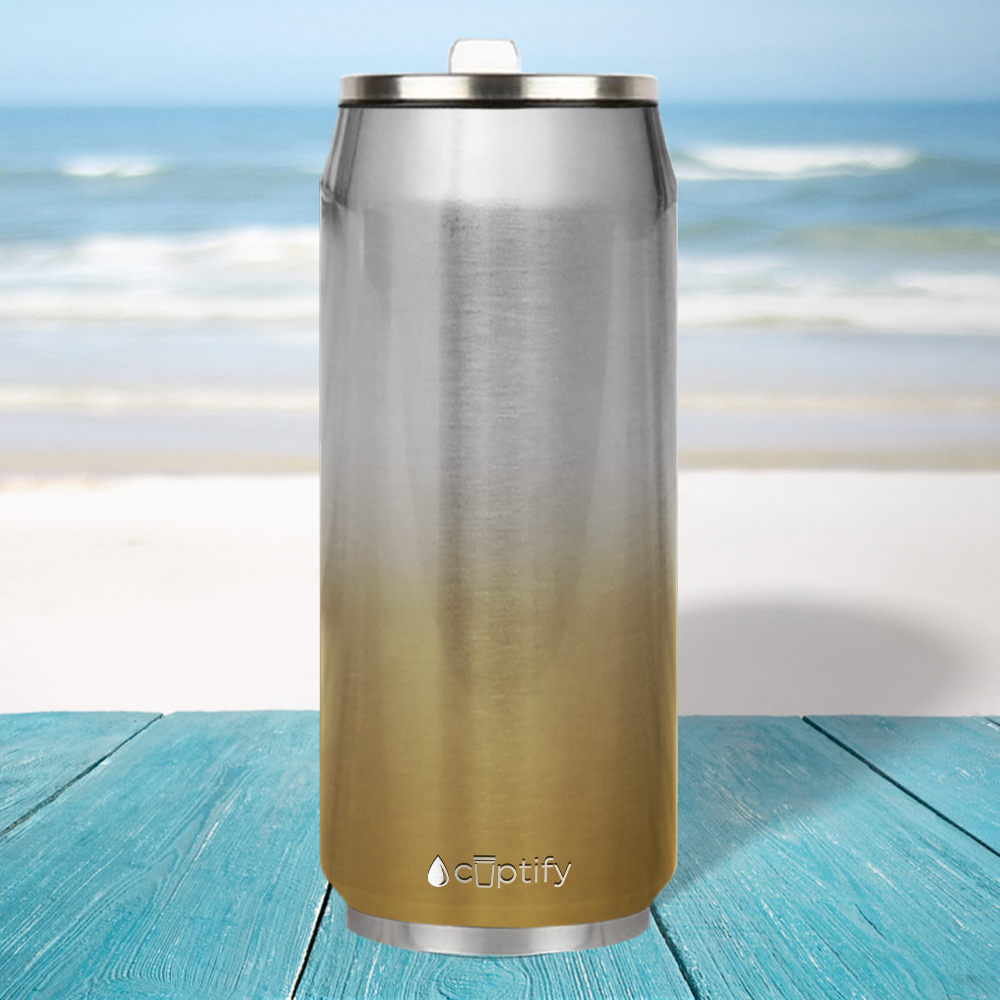 Gold Ombre Translucent 16oz Cola Can Bottle