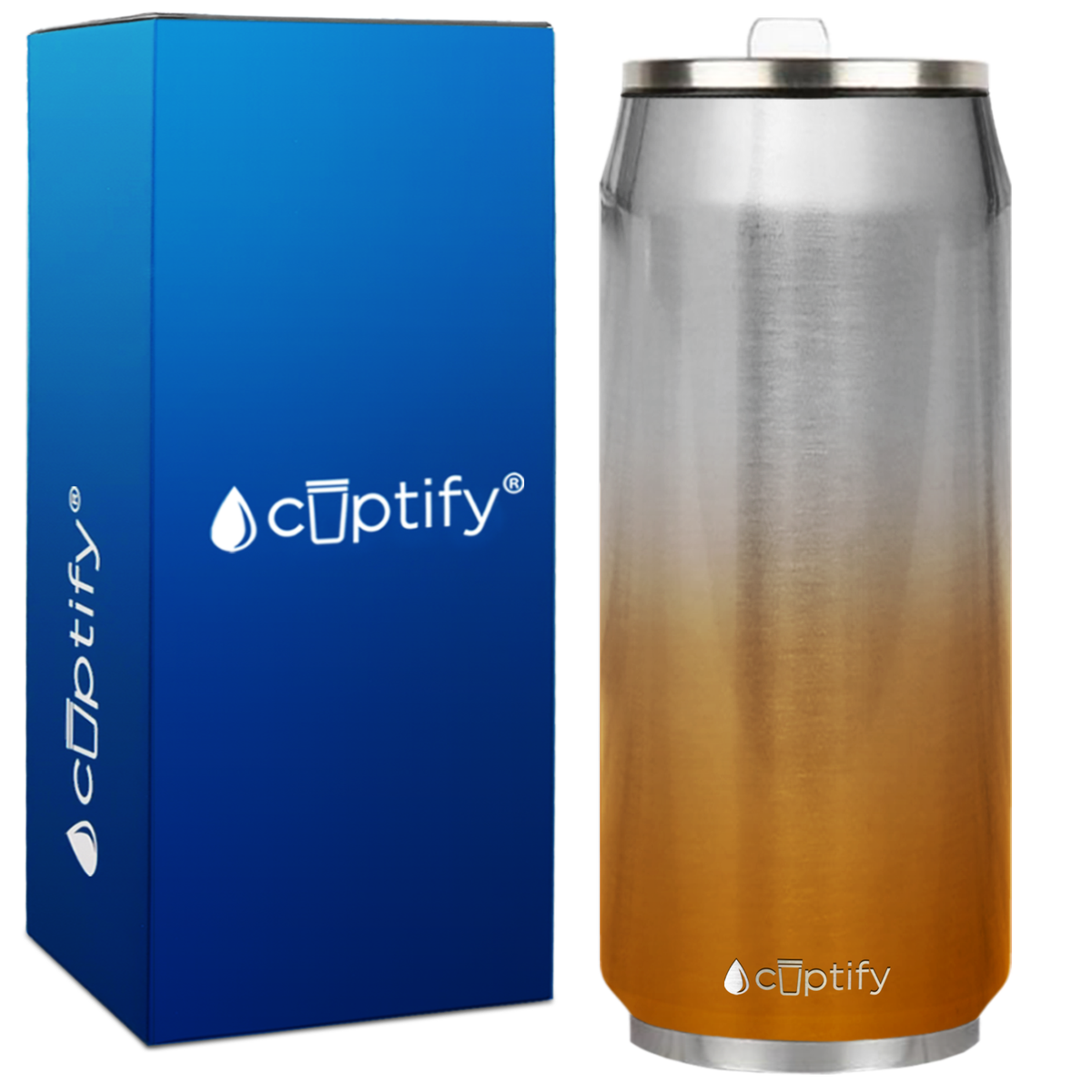 Orange Ombre Translucent 16oz Cola Can Bottle