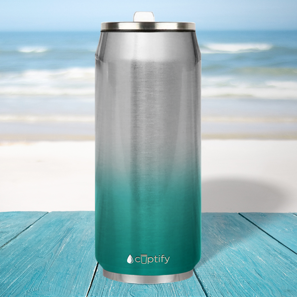 Teal Ombre Translucent 16oz Cola Can Bottle