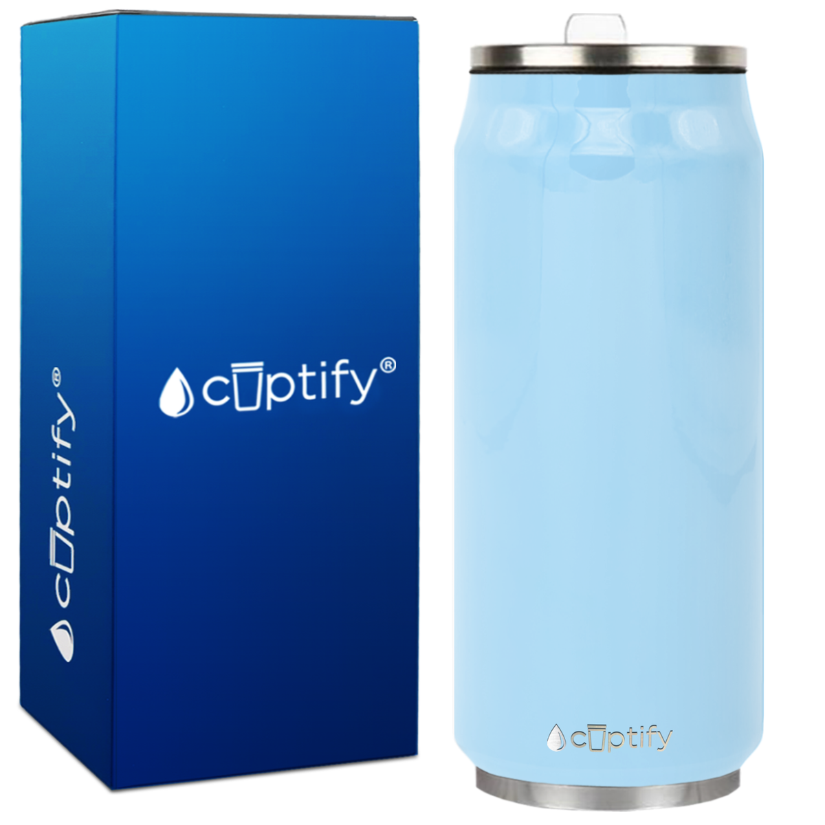 Pastel Blue Gloss 16oz Cola Can Bottle