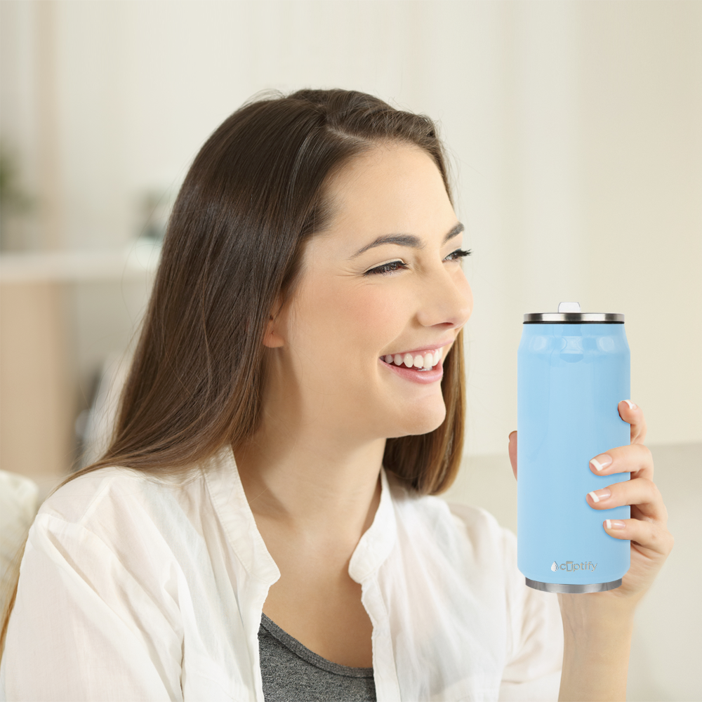 Pastel Blue Gloss 16oz Cola Can Bottle