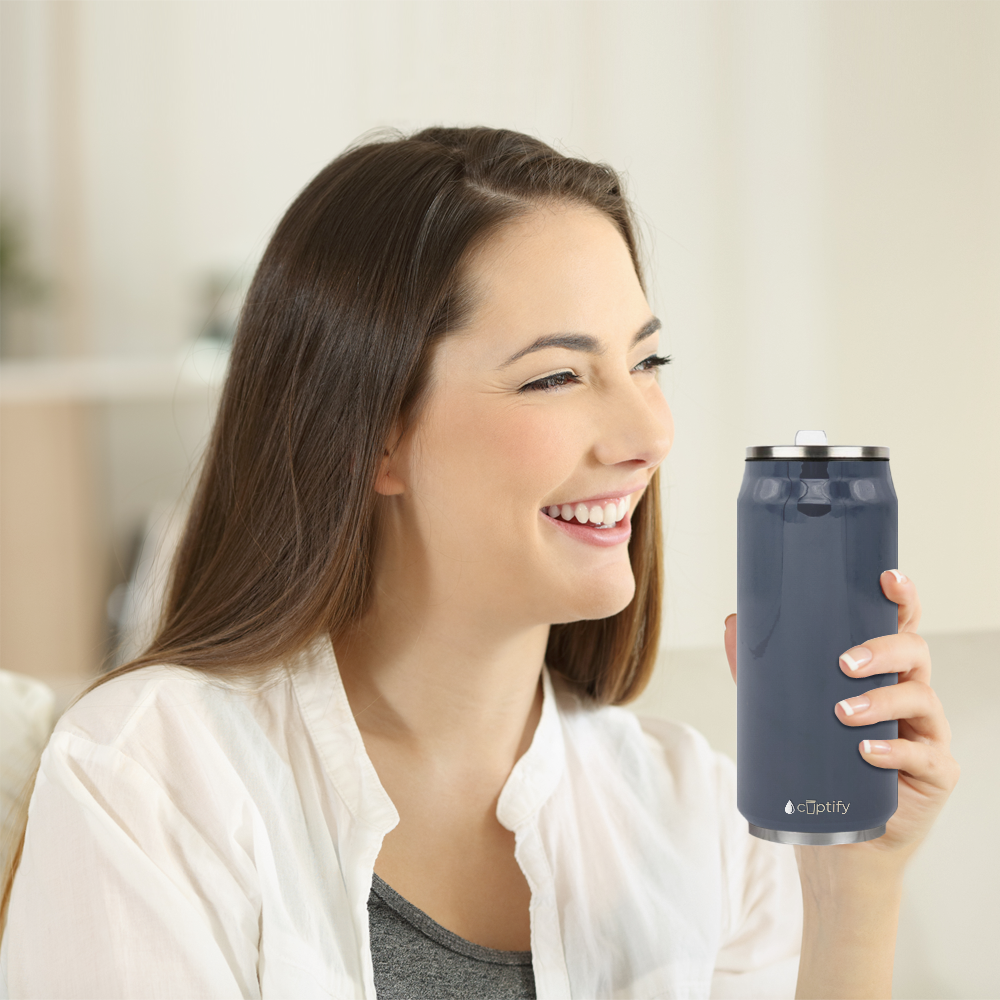 Periwinkle Gray Gloss 16oz Cola Can Bottle