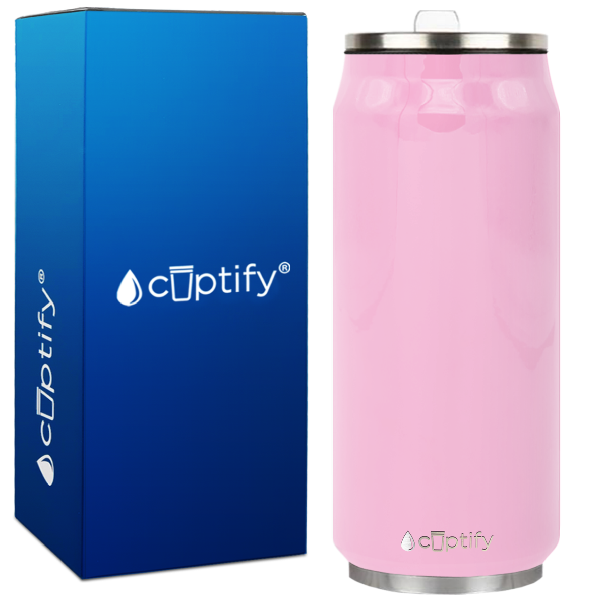 Pastel Pink Gloss 16oz Cola Can Bottle