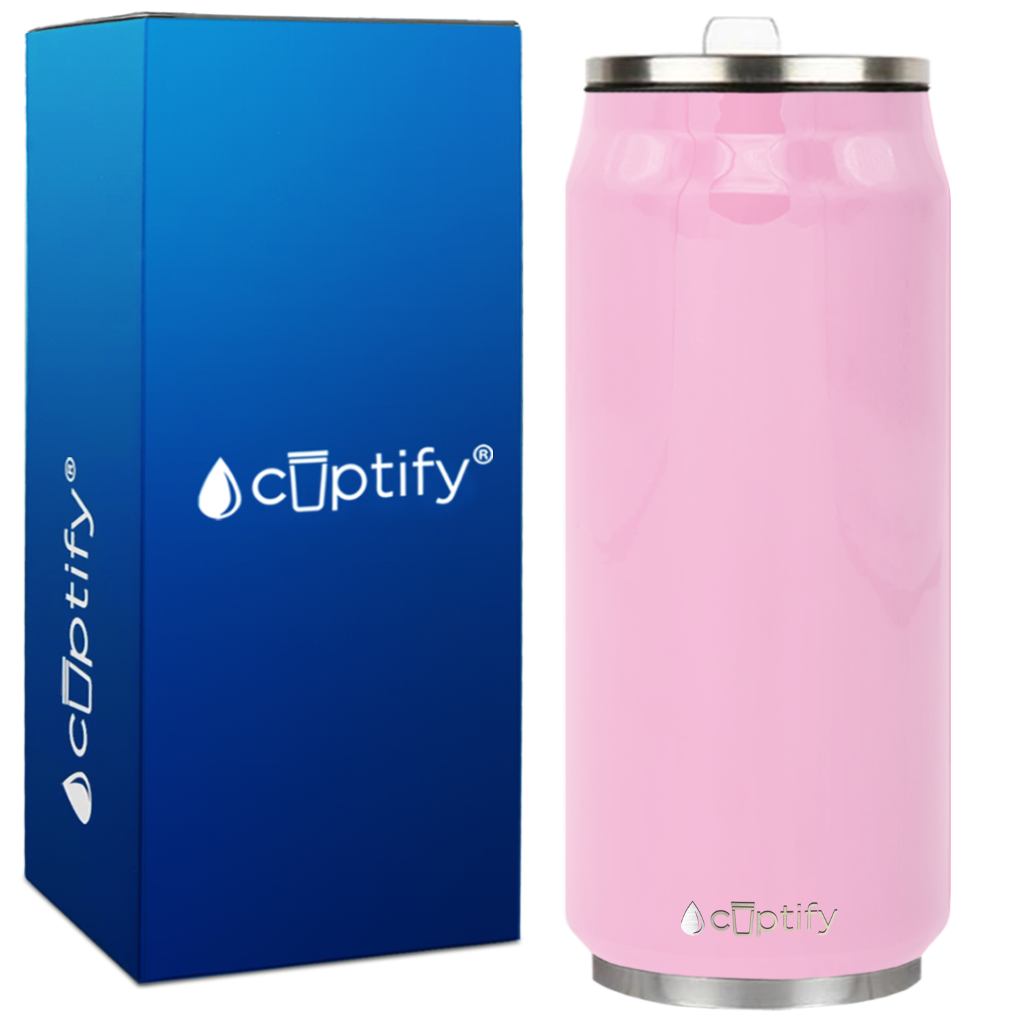 Pastel Pink Gloss 16oz Cola Can Bottle