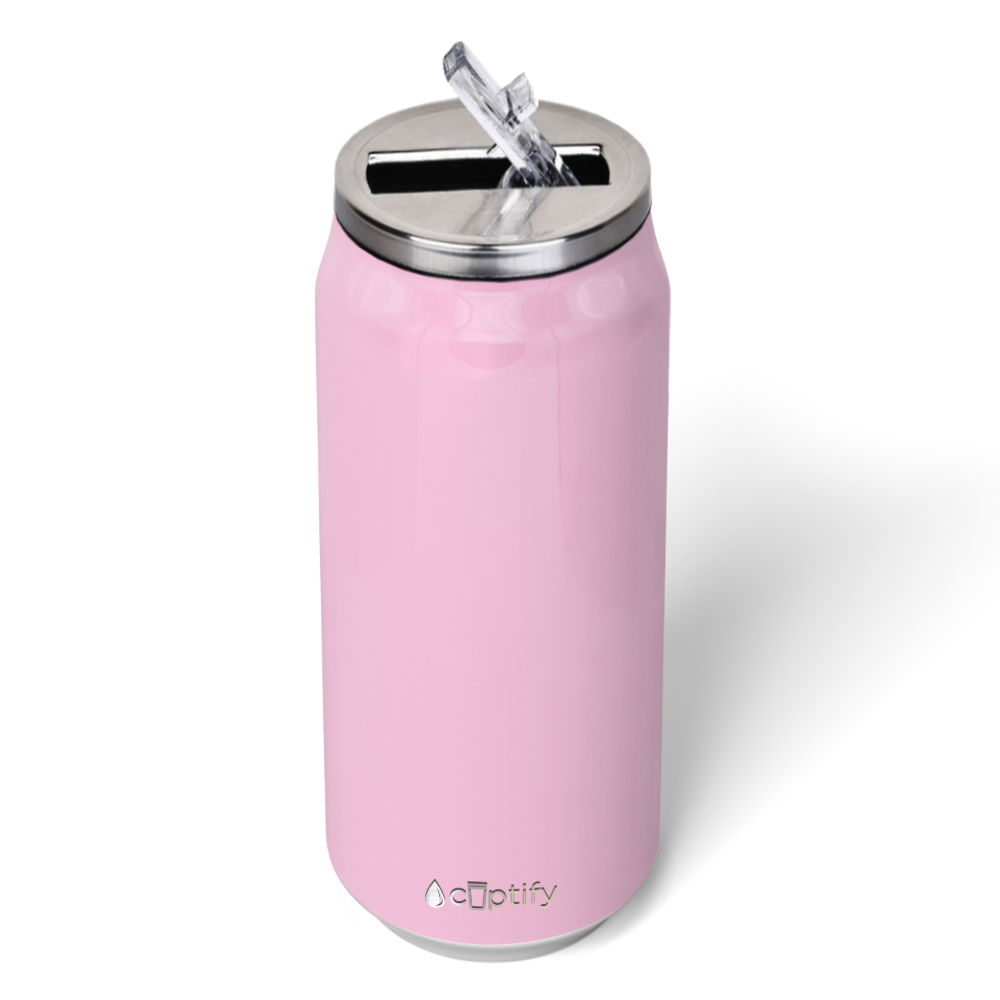 Pastel Pink Gloss 16oz Cola Can Bottle