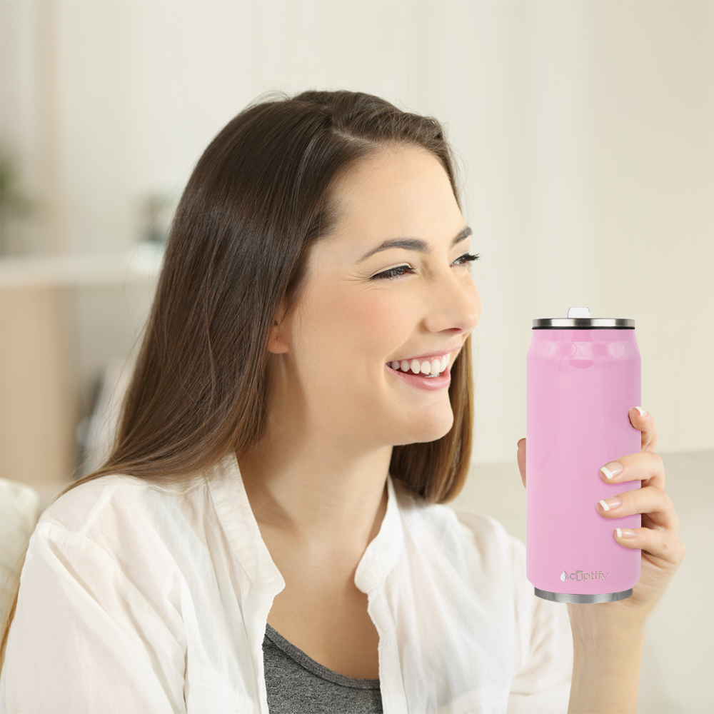 Pastel Pink Gloss 16oz Cola Can Bottle