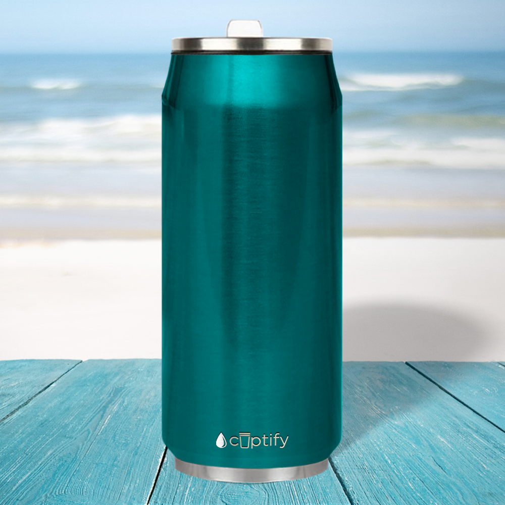 Teal Translucent 16oz Cola Can Bottle