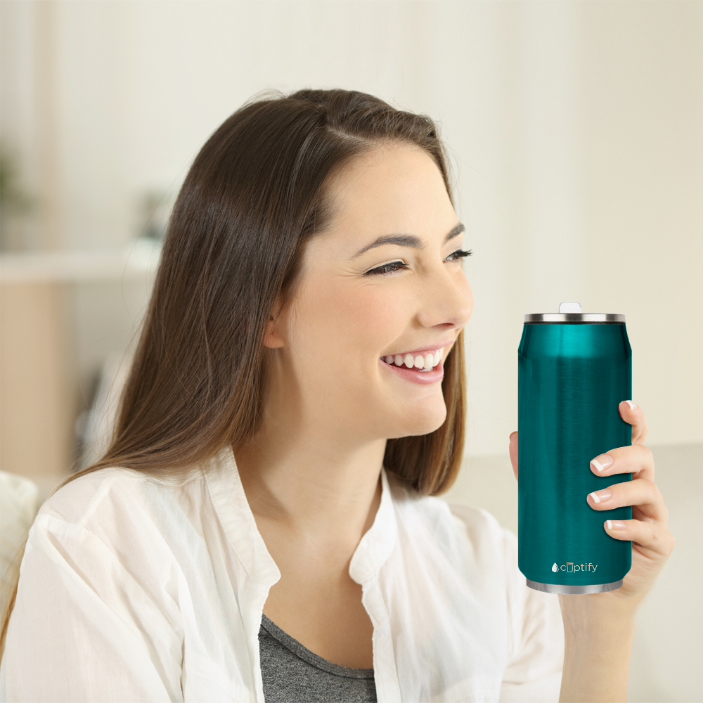 Teal Translucent 16oz Cola Can Bottle