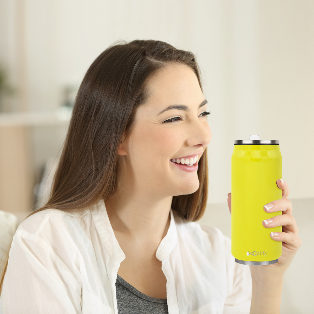 Yellow Gloss 16oz Cola Can Bottle