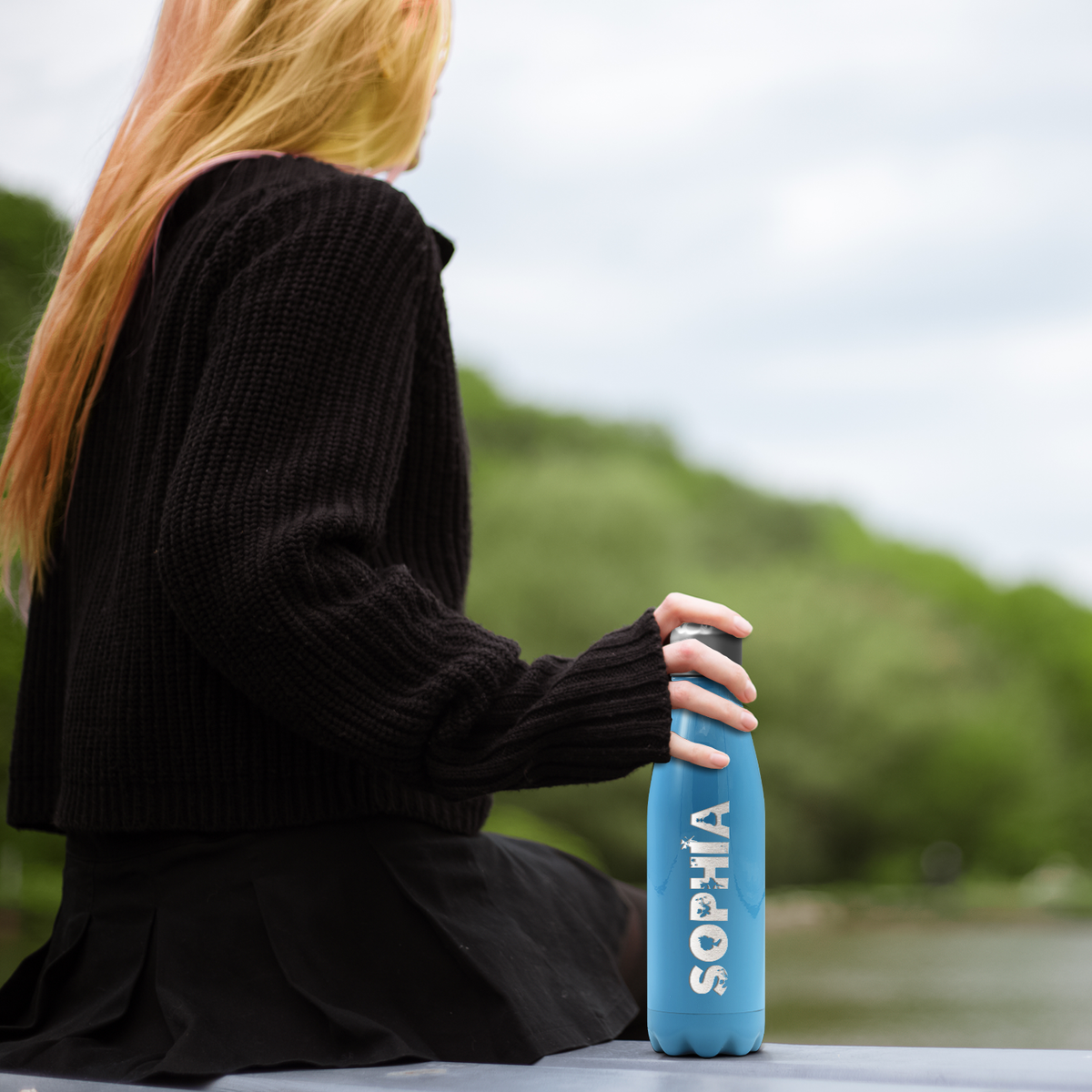 Cuptify Personalized on Baby Blue Gloss 17 oz Cola Can Bottle