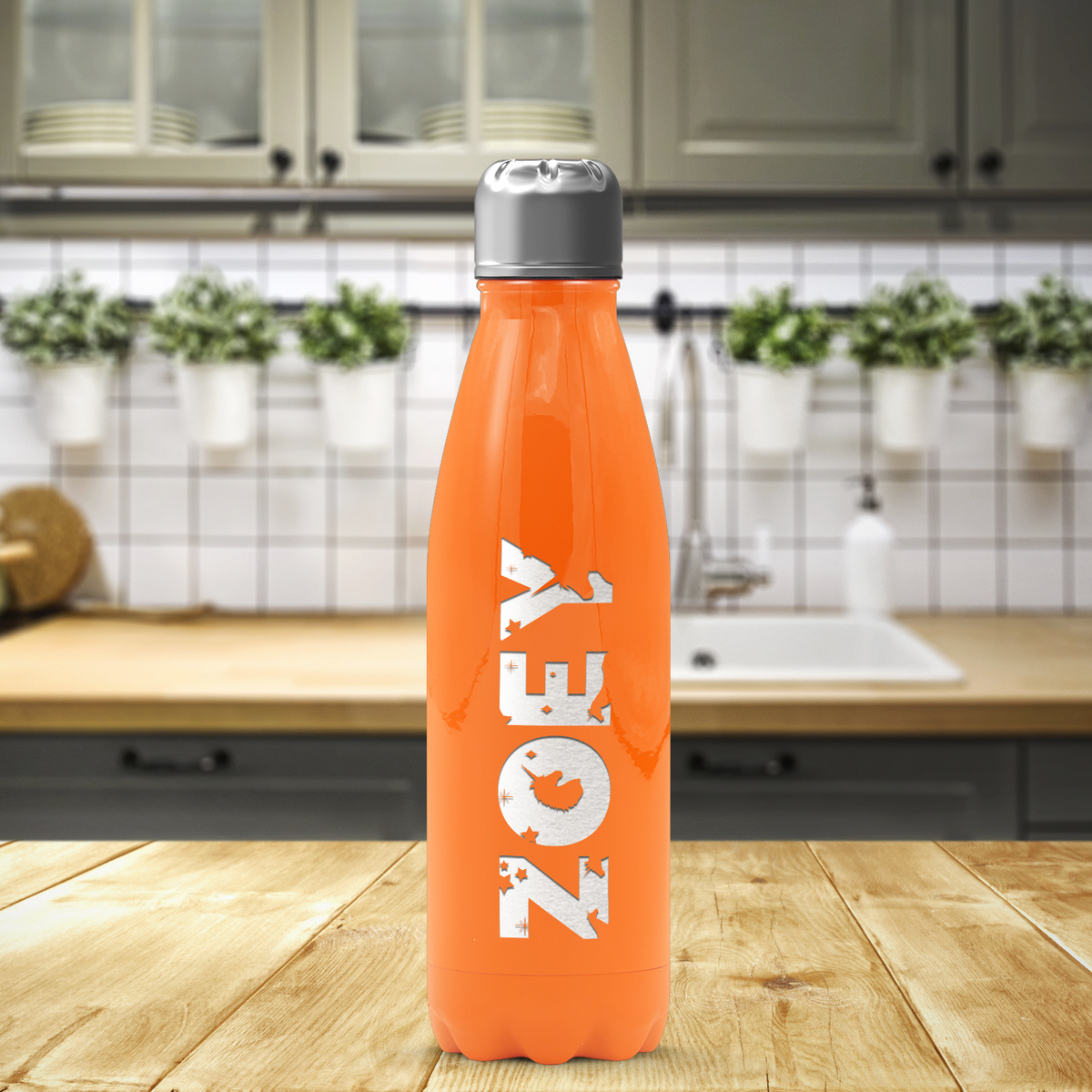 Cuptify Personalized on Bright Orange Gloss 17 oz Cola Can Bottle