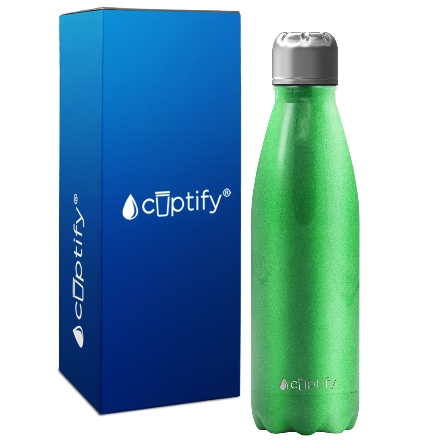 Green Glitter 17oz Retro Water Bottle