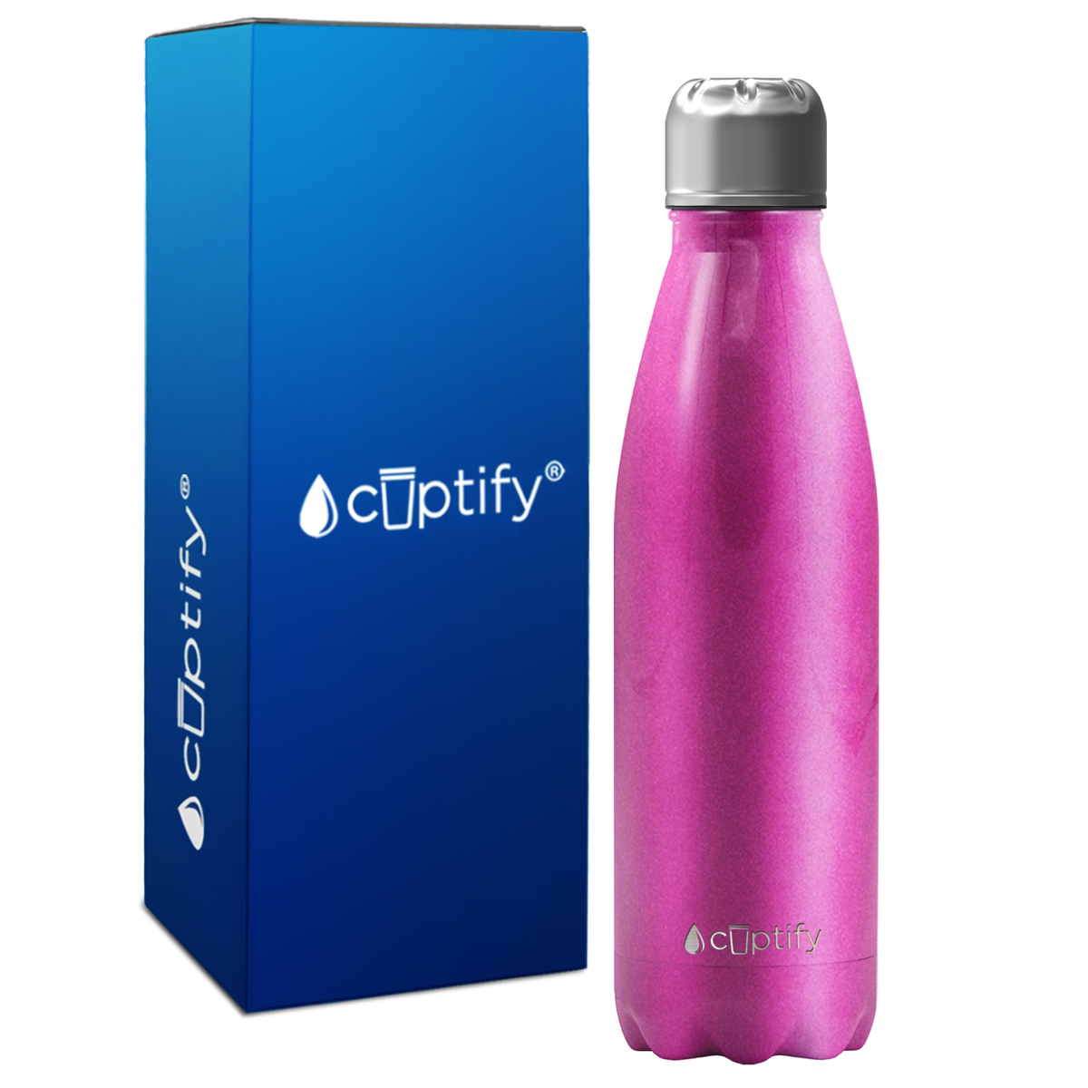 Hot Pink Glitter 17oz Retro Water Bottle
