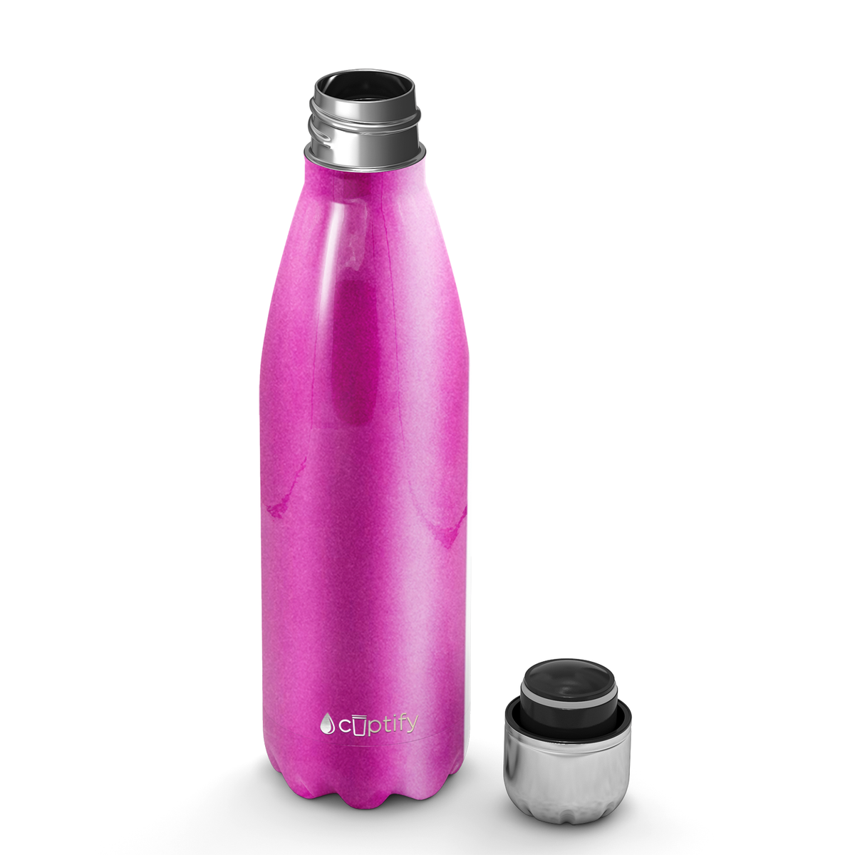 Hot Pink Glitter 17oz Retro Water Bottle