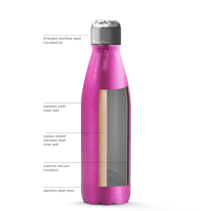 Hot Pink Glitter 17oz Retro Water Bottle
