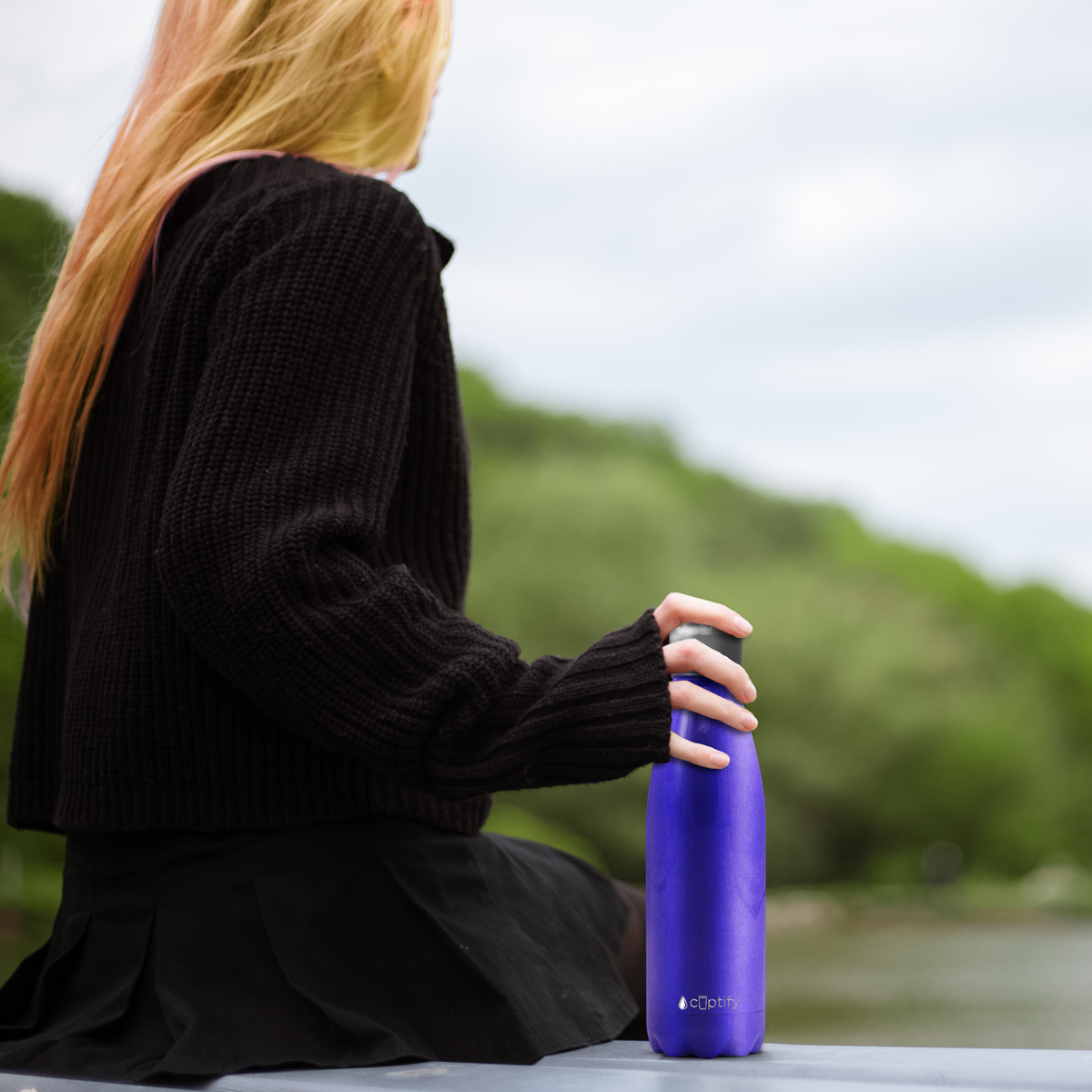 Purple Glitter 17oz Retro Water Bottle