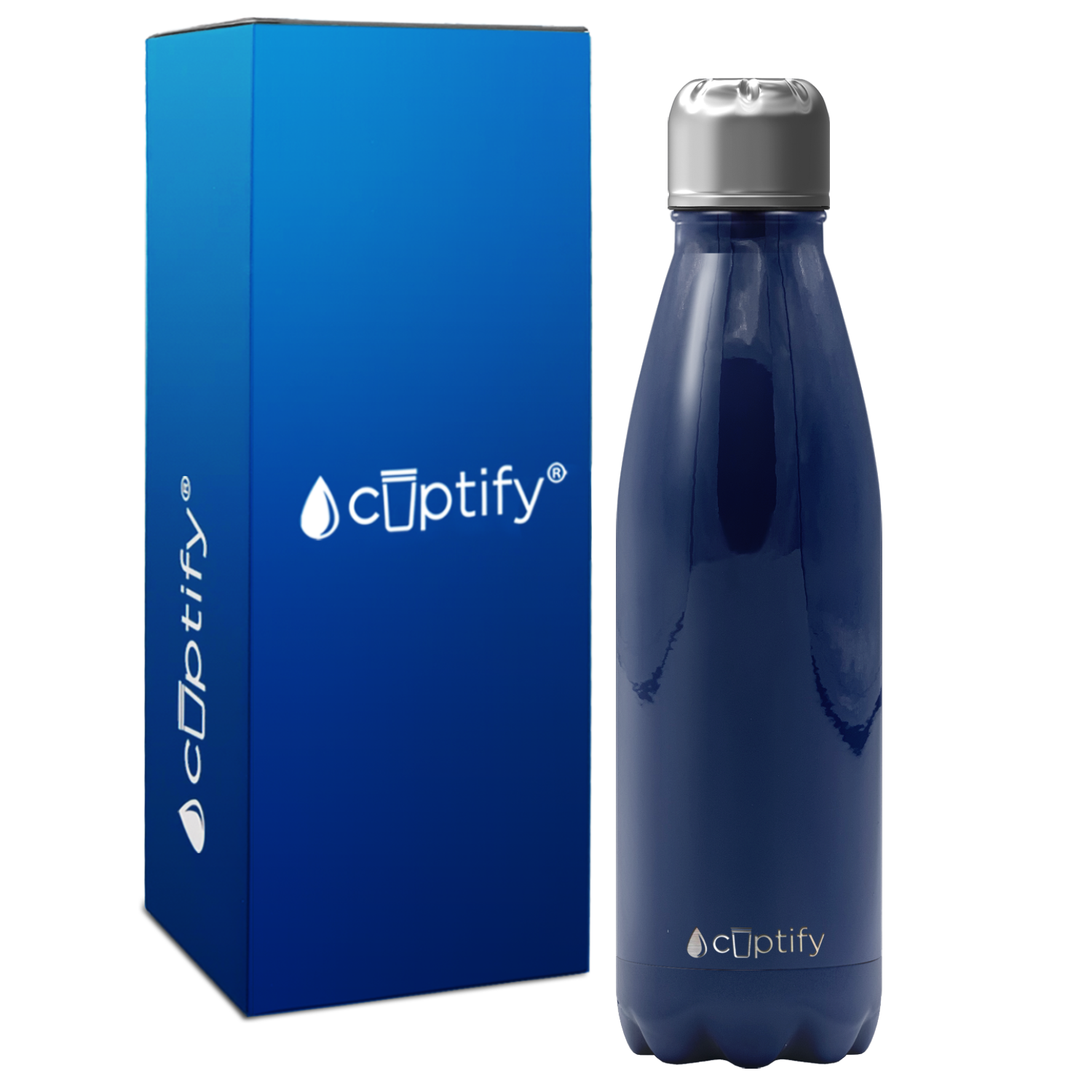 Navy Blue Gloss 17oz Retro Water Bottle