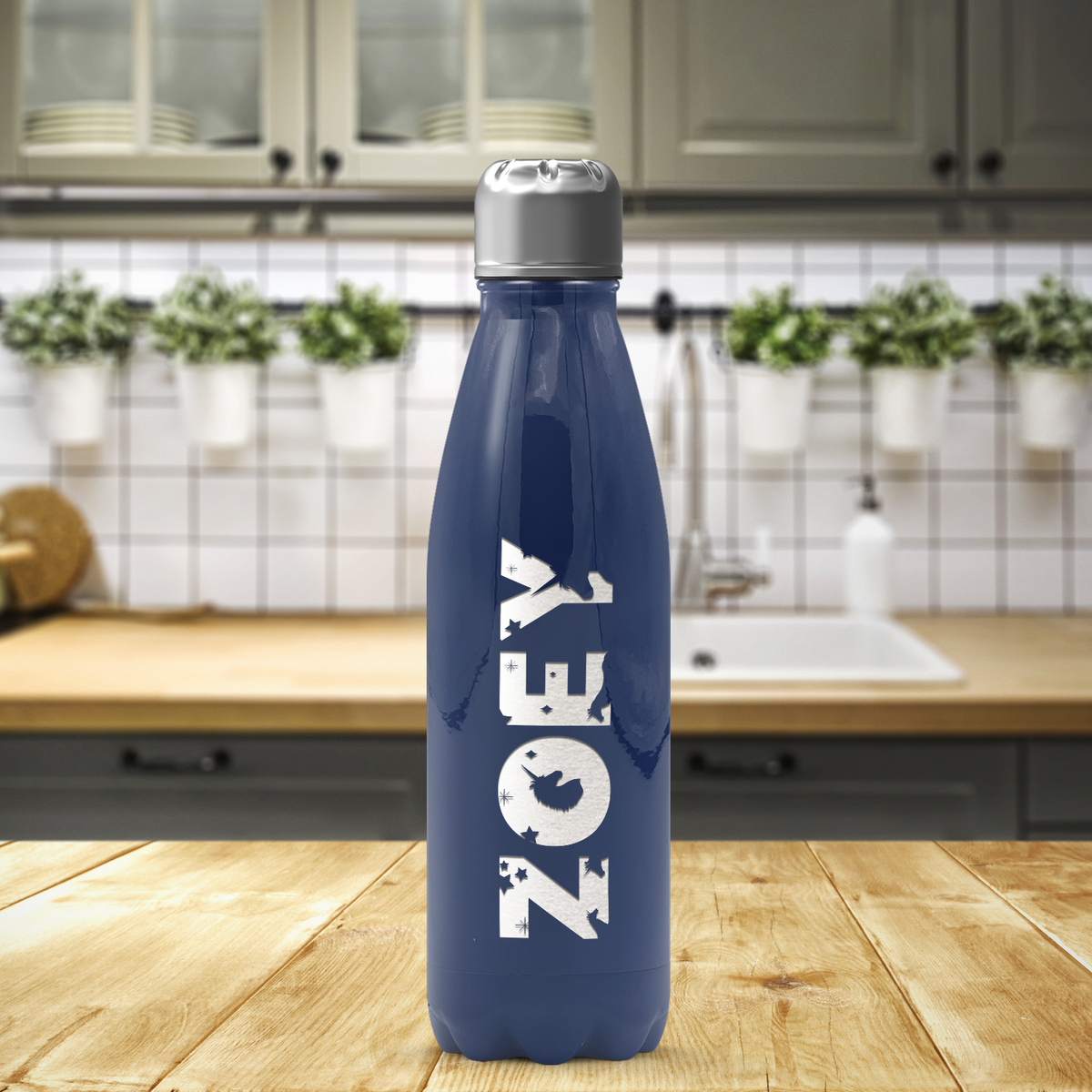 Cuptify Personalized on Navy Blue Gloss 17 oz Cola Can Bottle