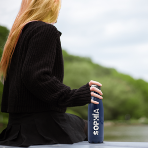 Cuptify Personalized on Navy Blue Gloss 17 oz Cola Can Bottle