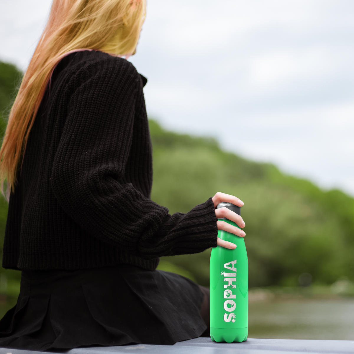 Cuptify Personalized on Neon Green Gloss 17 oz Cola Can Bottle