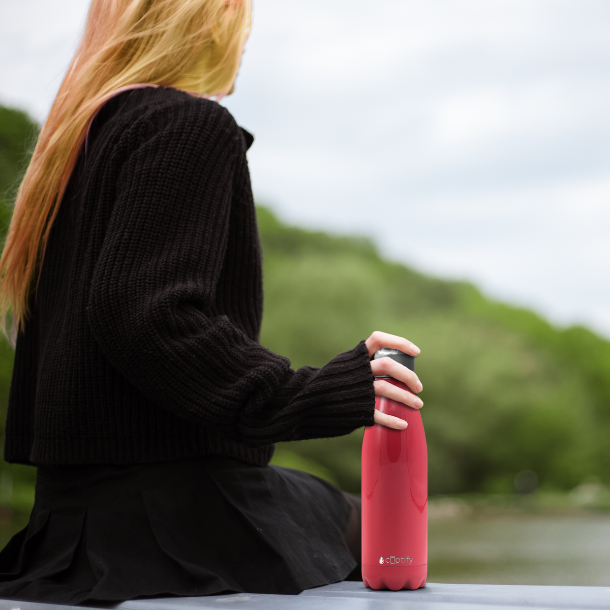 Red Gloss 17oz Retro Water Bottle