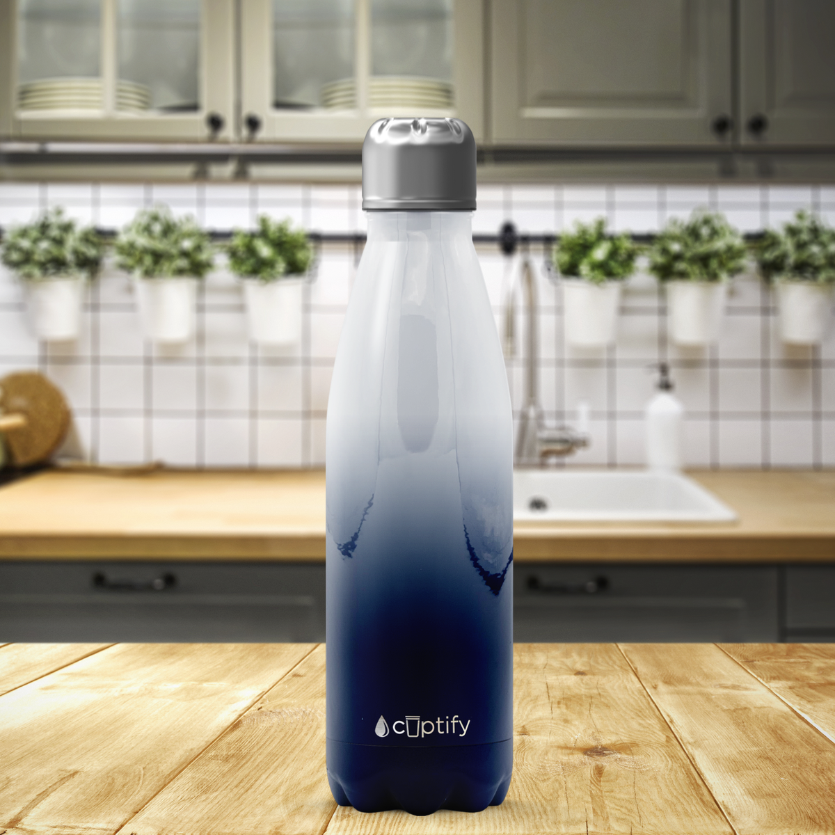 Snowy Mountains Ombre 17oz Retro Water Bottle