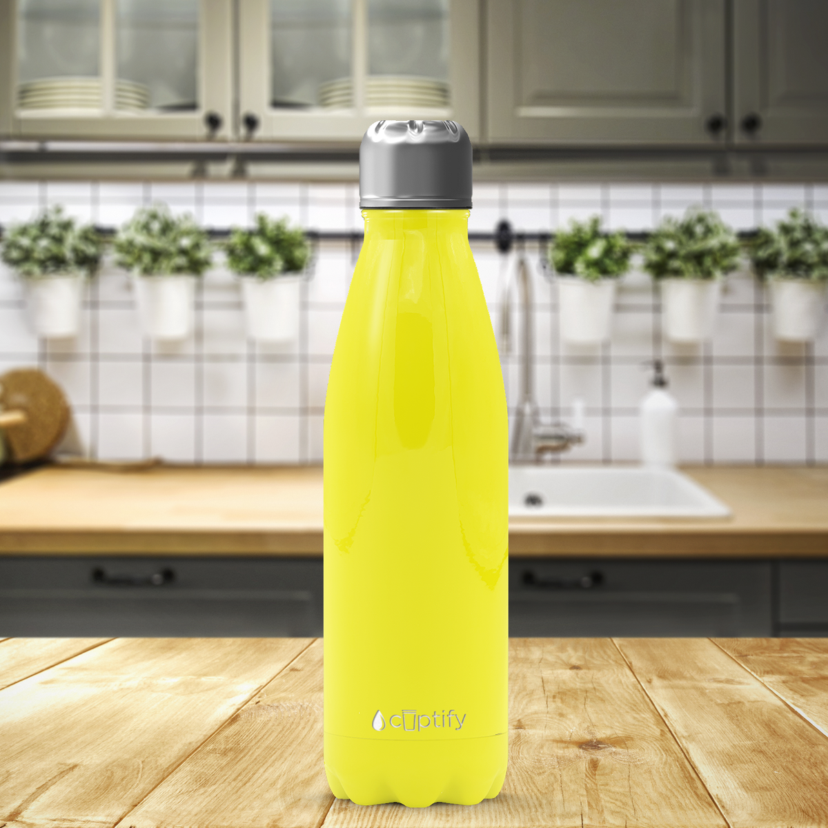 Yellow Gloss 17oz Retro Water Bottle
