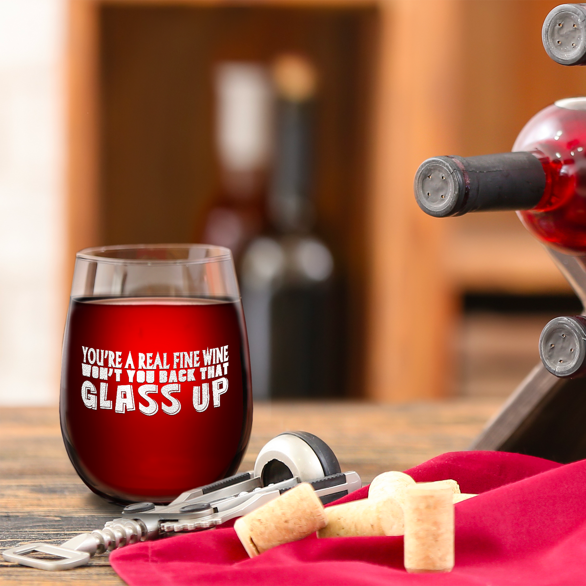 You're a Real Fine Wine on 17oz Stemless Wine Glass