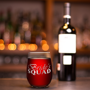 Bride's Squad on 17 oz Stemless Wine Glass