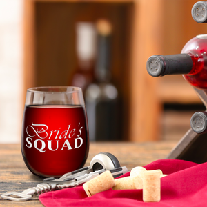 Bride's Squad on 17 oz Stemless Wine Glass