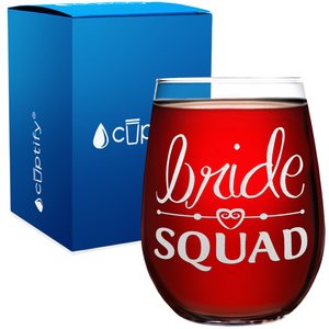 Bride Squad Hearts on 17 oz Stemless Wine Glass