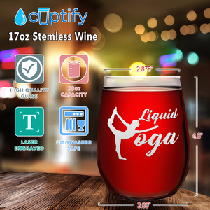 Liquid Yoga on 17oz Stemless Wine Glass