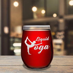 Liquid Yoga on 17oz Stemless Wine Glass